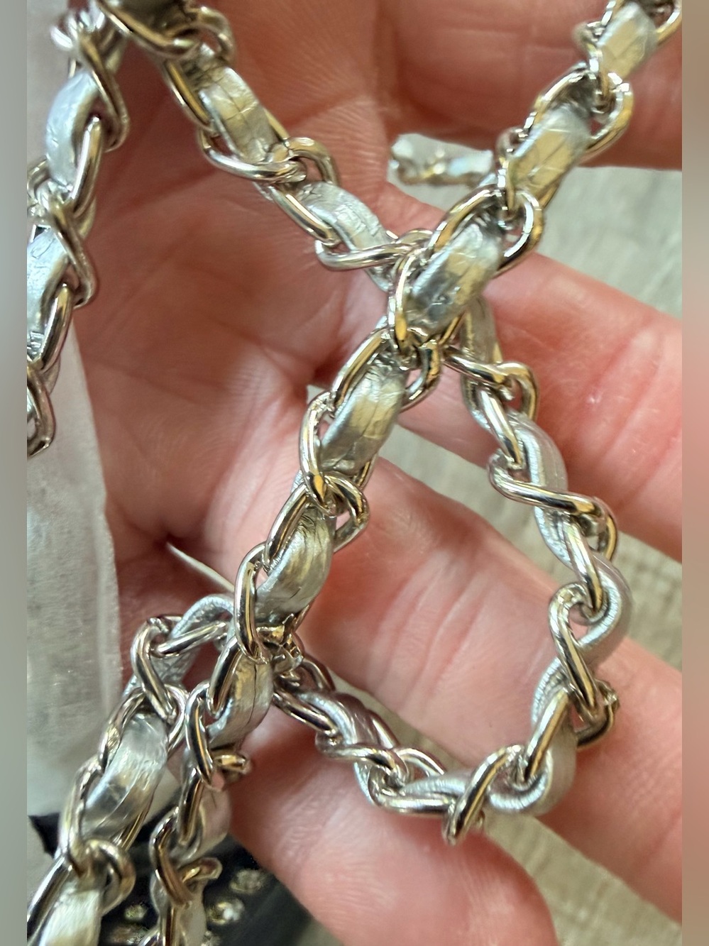 Fashion Chanel Black Crystal ‘CC’ Clutch w Silver Tone Leather Link Chain NEW - Picture 12 of 16